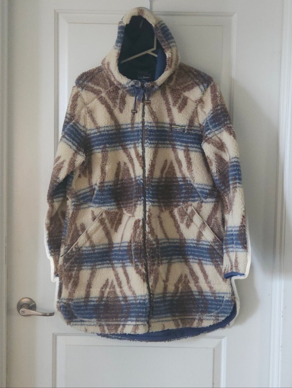 L.L. Bean Patterned Sherpa Fleece Hooded Jacket / Coat - Size XL - New